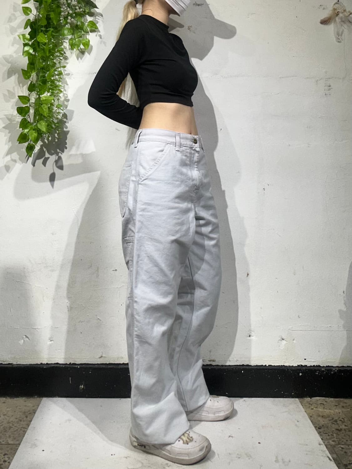 칼하트 화이트 싱글니 와이드 워크 팬츠 카펜터 데님 바지  상품이미지1