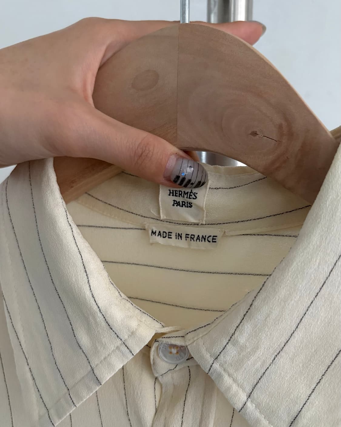 Hermès 에르메스 베이지 컬러 스트라이프 패턴 셔츠 상품이미지7