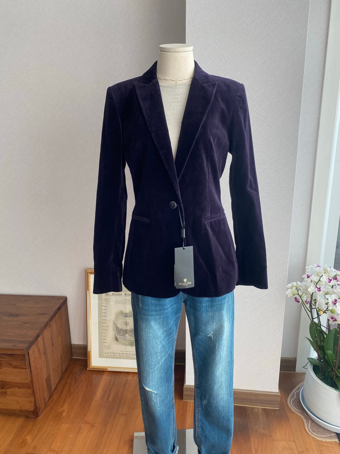 Massimo Dutti 마시모두띠 벨벳 블레이저 쟈켓(38,새제품) 상품이미지1