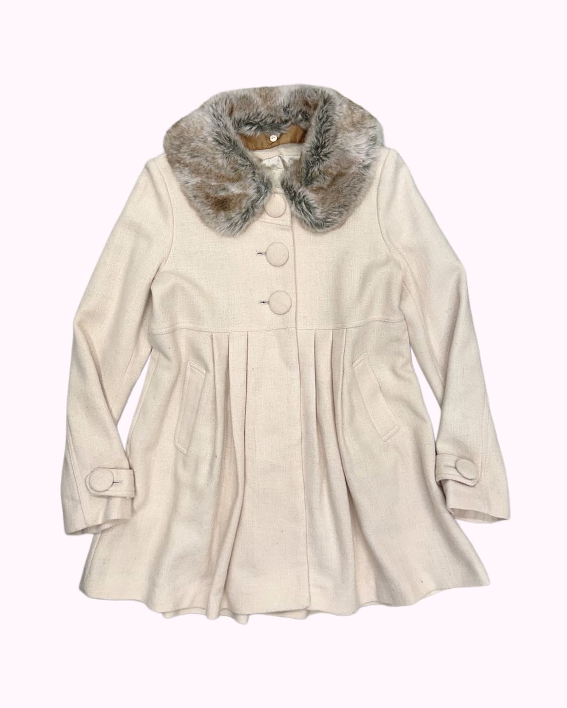 fur collar wool pleats coat 상품이미지1