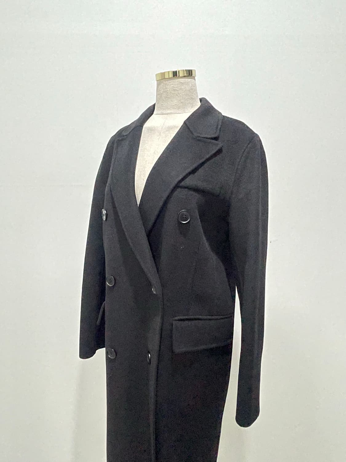 핸드메이드 울 더블코트 블랙 (모 46%캐시미어 6%) 160이하 추천 상품이미지4