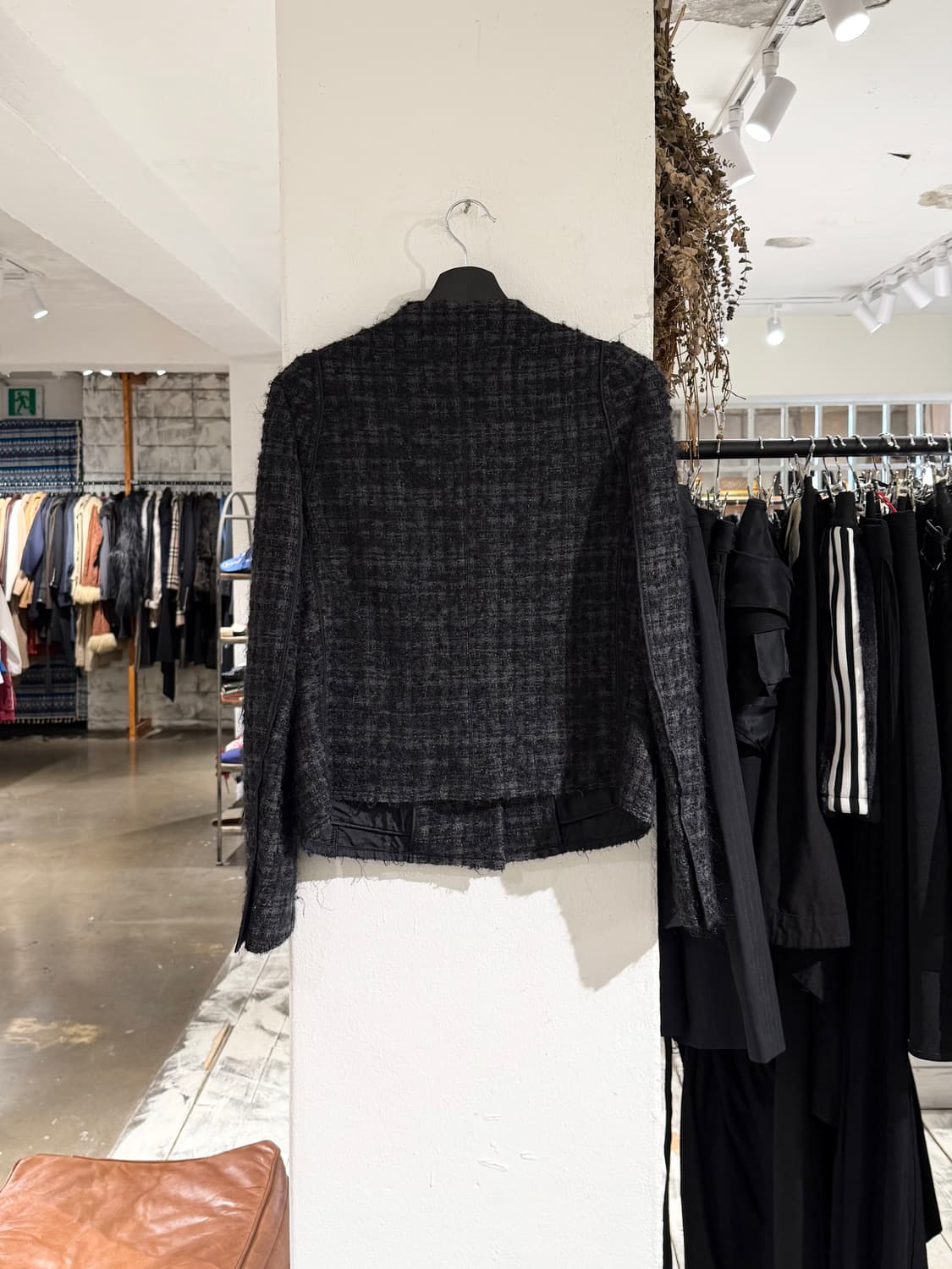 프라다 차콜 트위드 모헤어 블렌드 노카라 자켓 상품이미지6