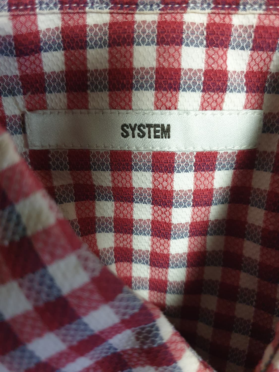 (빈티지) 시스템옴므 이태리원사 클래식체크 스트라이프배색 셔츠 레드(M) 상품이미지6