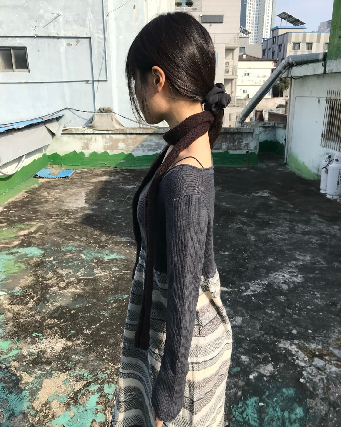 투톤 레이어링 원피스 상품이미지2