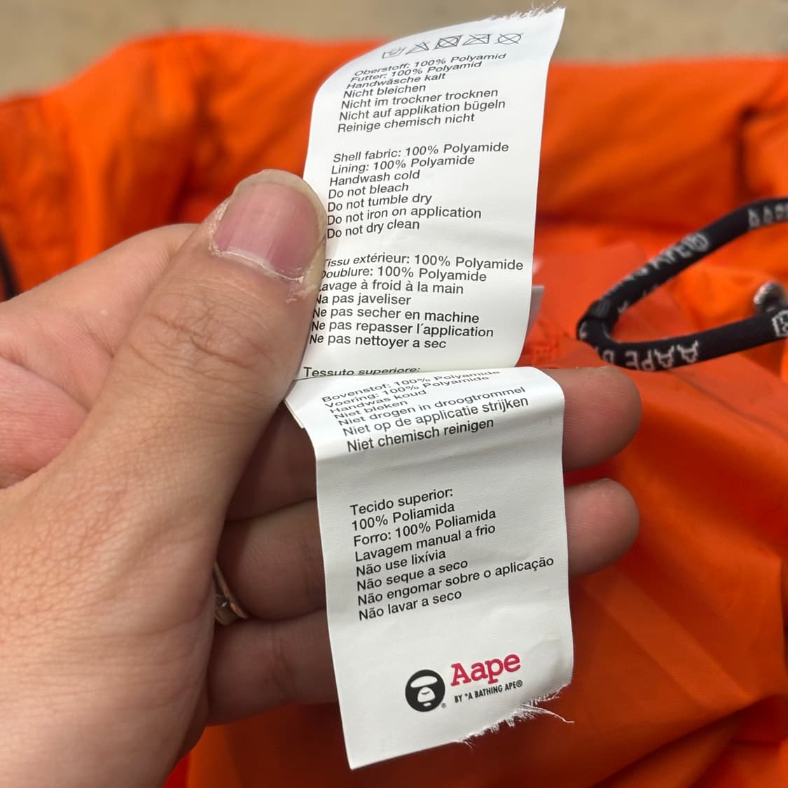 XXL 새상품 Aape 에이프유니버스 오렌지 내장후드 아노락 상품이미지6