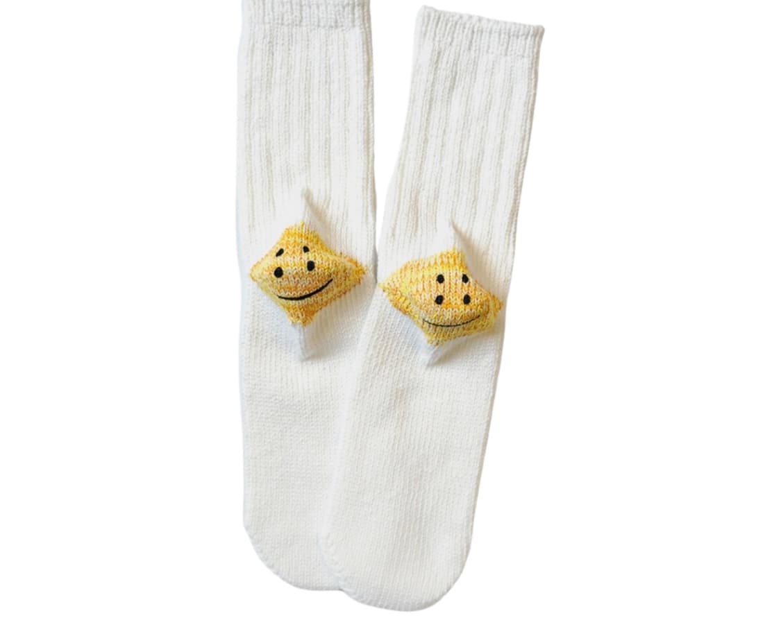 [OS] 캐피탈 56 피스 3×1 립 레인보위 해피 힐 삭스 화이트 상품이미지1