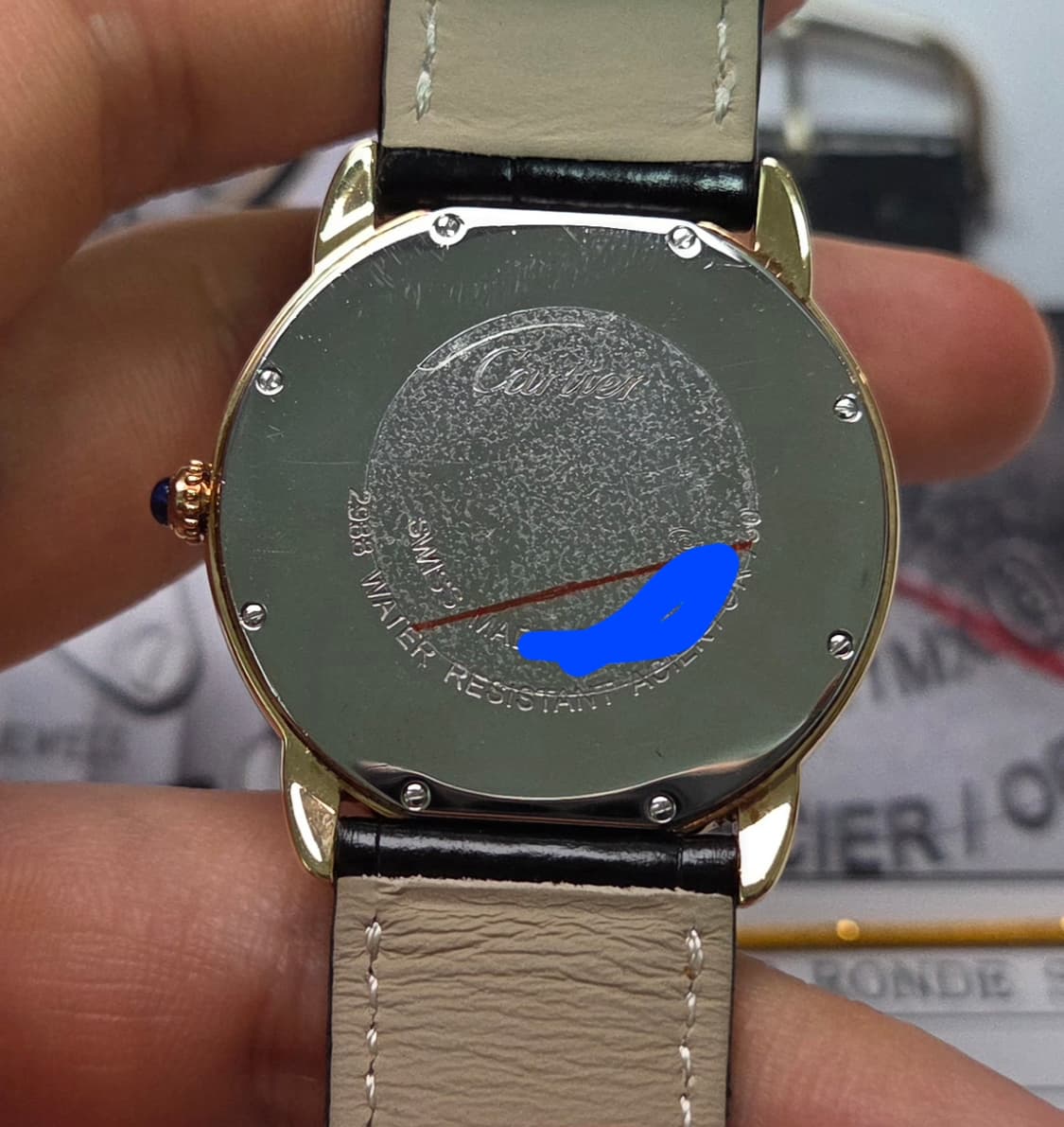 까르띠에 롱드솔로 18K올금통 실버로만판 36mm 쿼츠 (감정서 포함) 상품이미지5