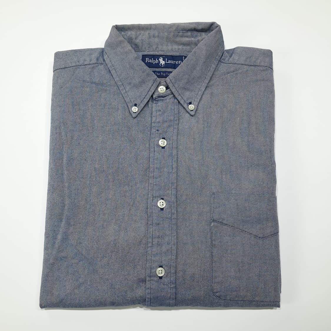 CL593 L 폴로 90s 말레이시아판 샌드 다크 인디고 빅옥스포드 셔 상품이미지9
