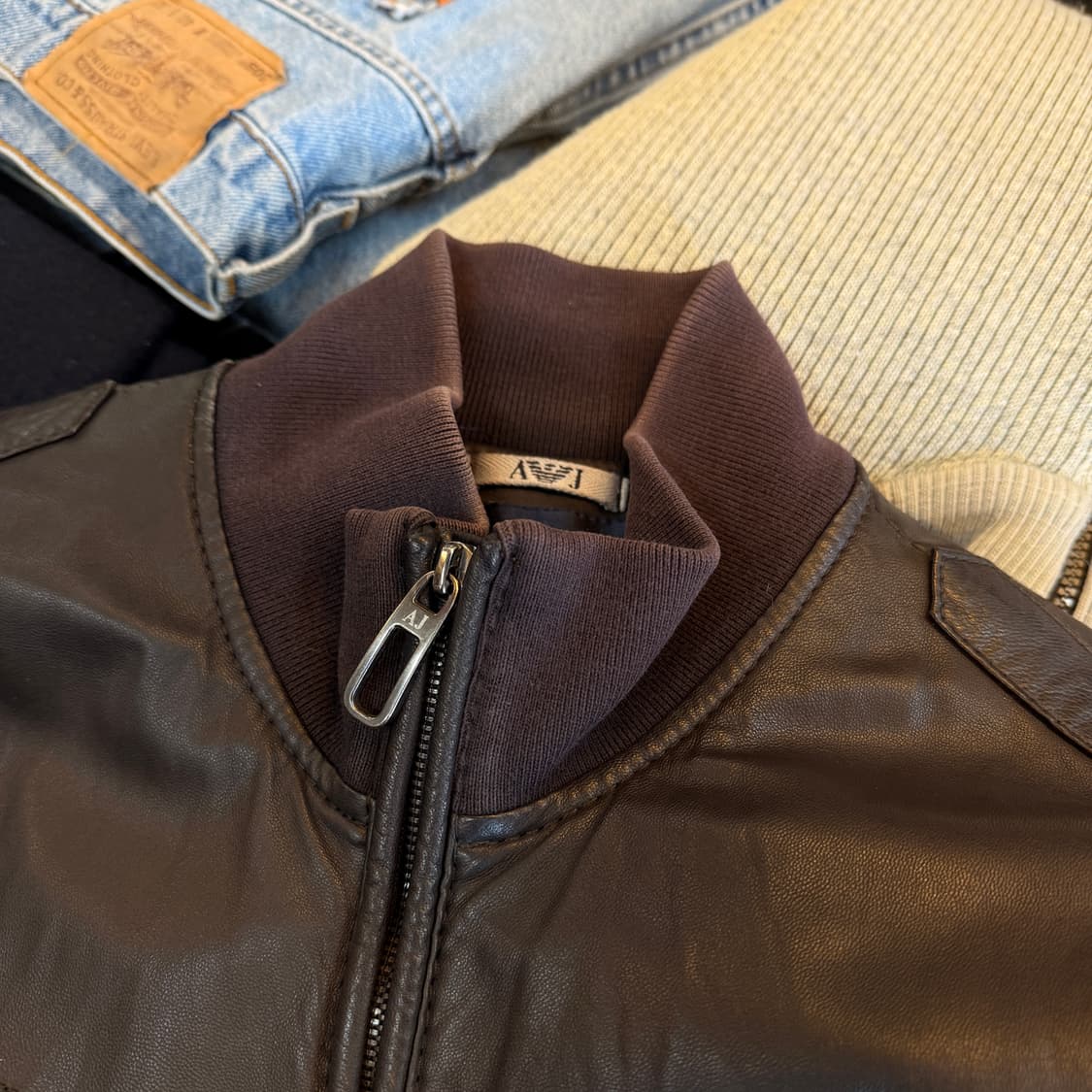 2011 아르마니 진스 양가죽 쉽레더 봄버 ma1 베이스 자켓 M L 상품이미지2