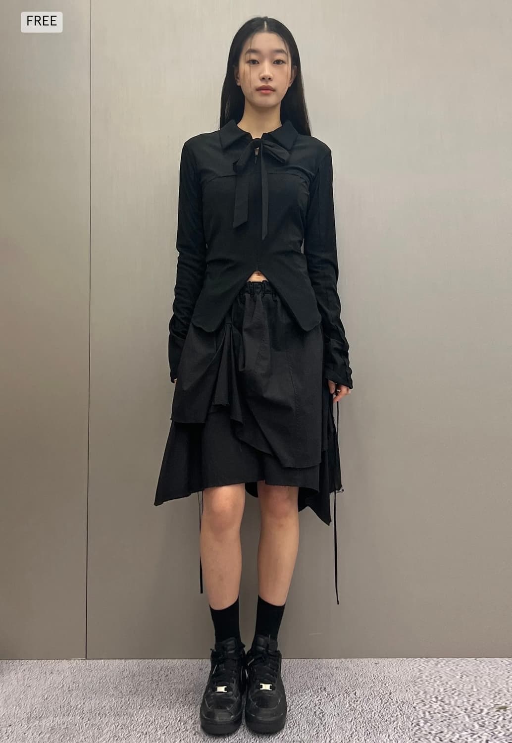 나체 NACHE TIE JERSEY SHIRT ZIP-UP BLACK 상품이미지2