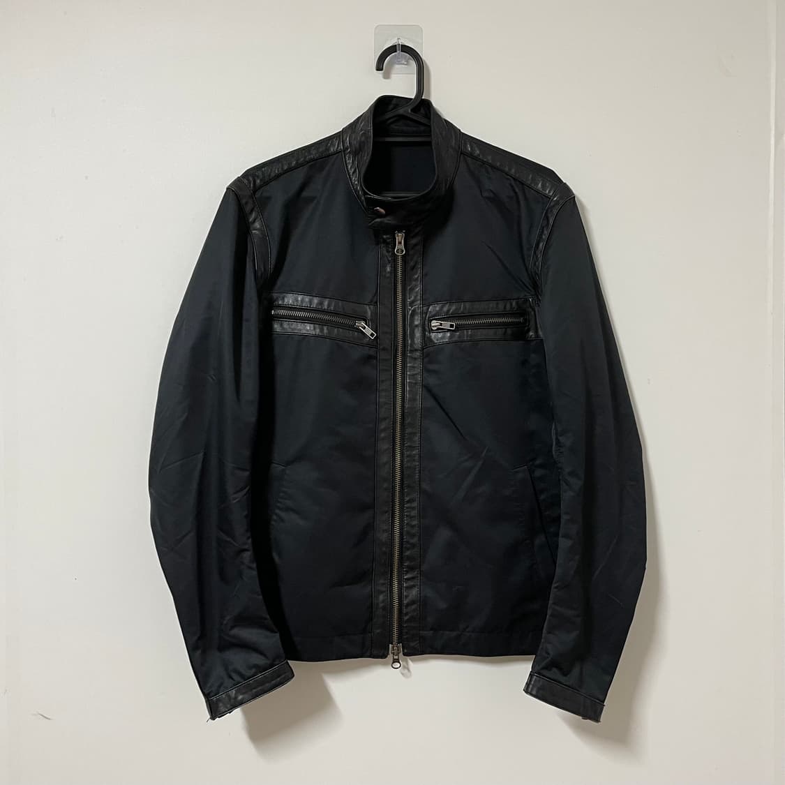 LEATHER POLY BIKER JACKET 상품이미지2