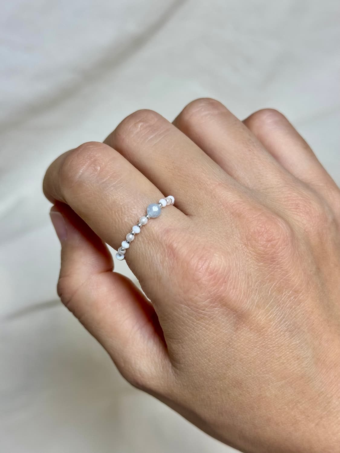 모두가 예쁘다고 한 아쿠아마린 비드반지🩵💍🤍 상품이미지4