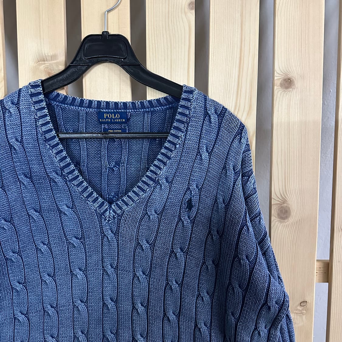 (L) 폴로 랄프로렌 블루 케이블 니트 스웨터 상품이미지3