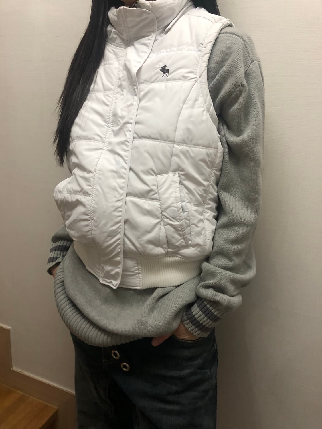 빈티지 아베크롬비 화이트 패딩 베스트 상품이미지2