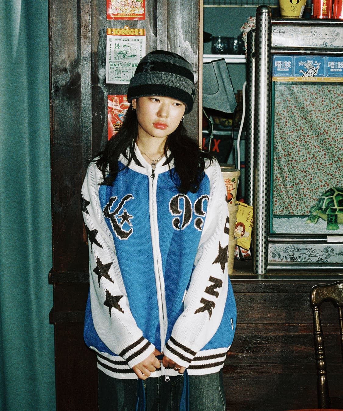 ISTKUNST stripe cuff beanie (purple) 상품이미지3