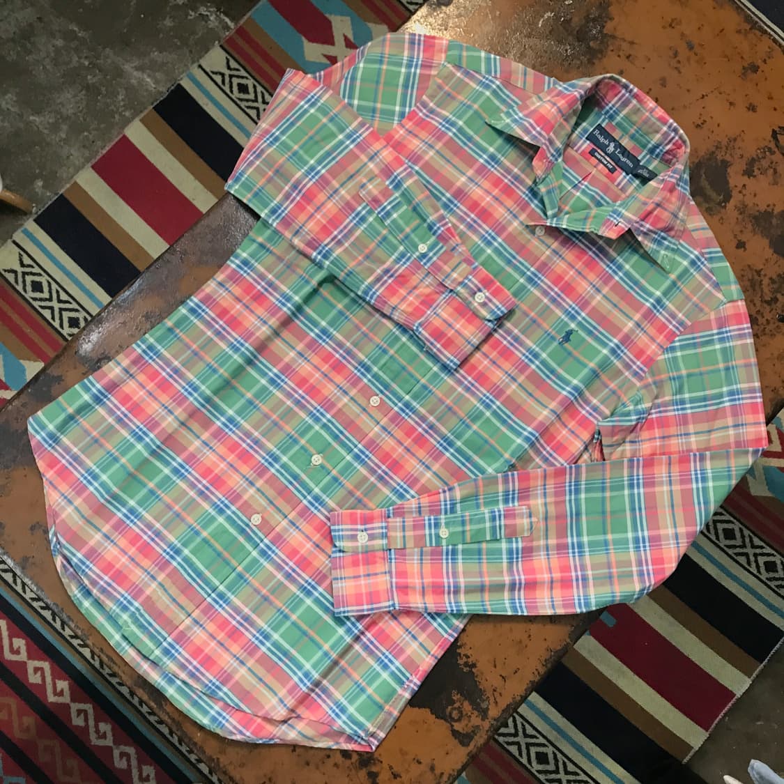 폴로랄프로렌 그린 핑크 마드라스 체크 셔츠 남성 102 여성 55 66 상품이미지2