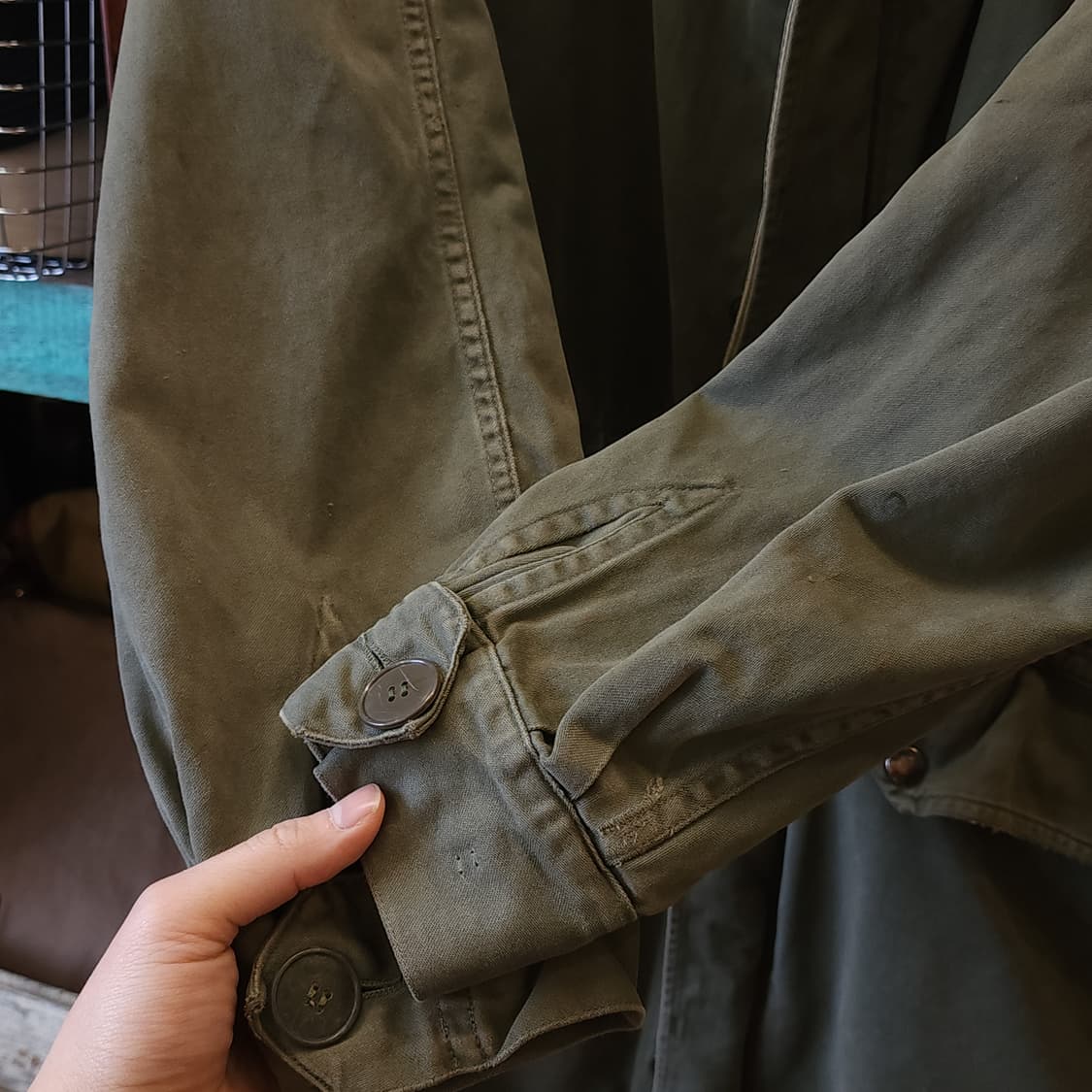 빈티지 프랑스군 m64 밀리터리 모즈파카 올리브 그린 페이딩 92c 상품이미지6