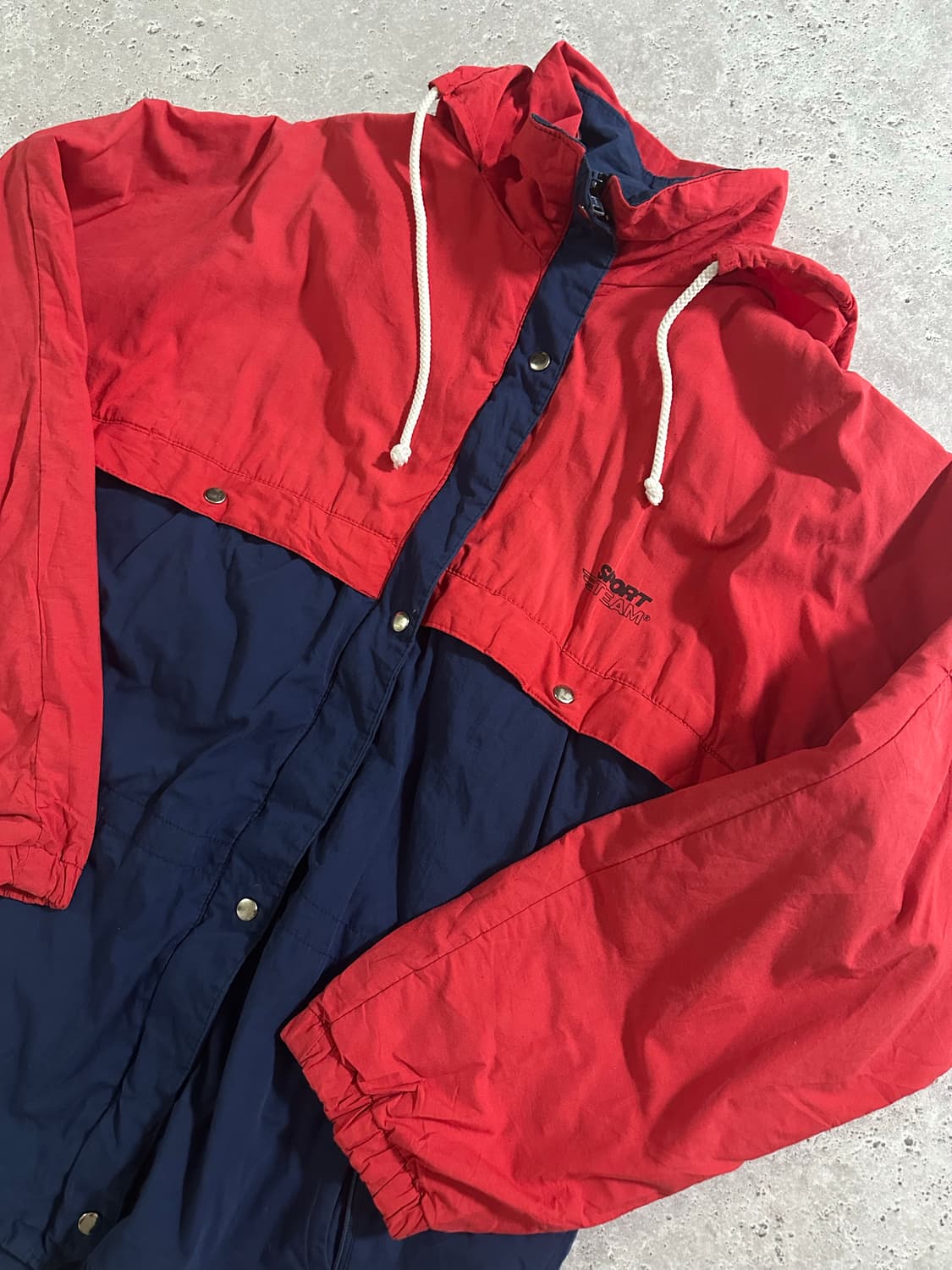 90s 빈티지 스포츠 팀 레드 네이비 배색 후드 자켓 상품이미지1