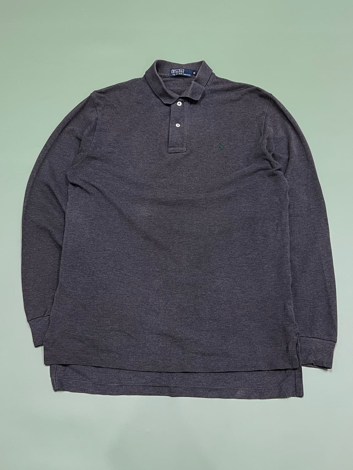 (M) 폴로 랄프로렌 긴팔 카라 티 차콜 상품이미지2