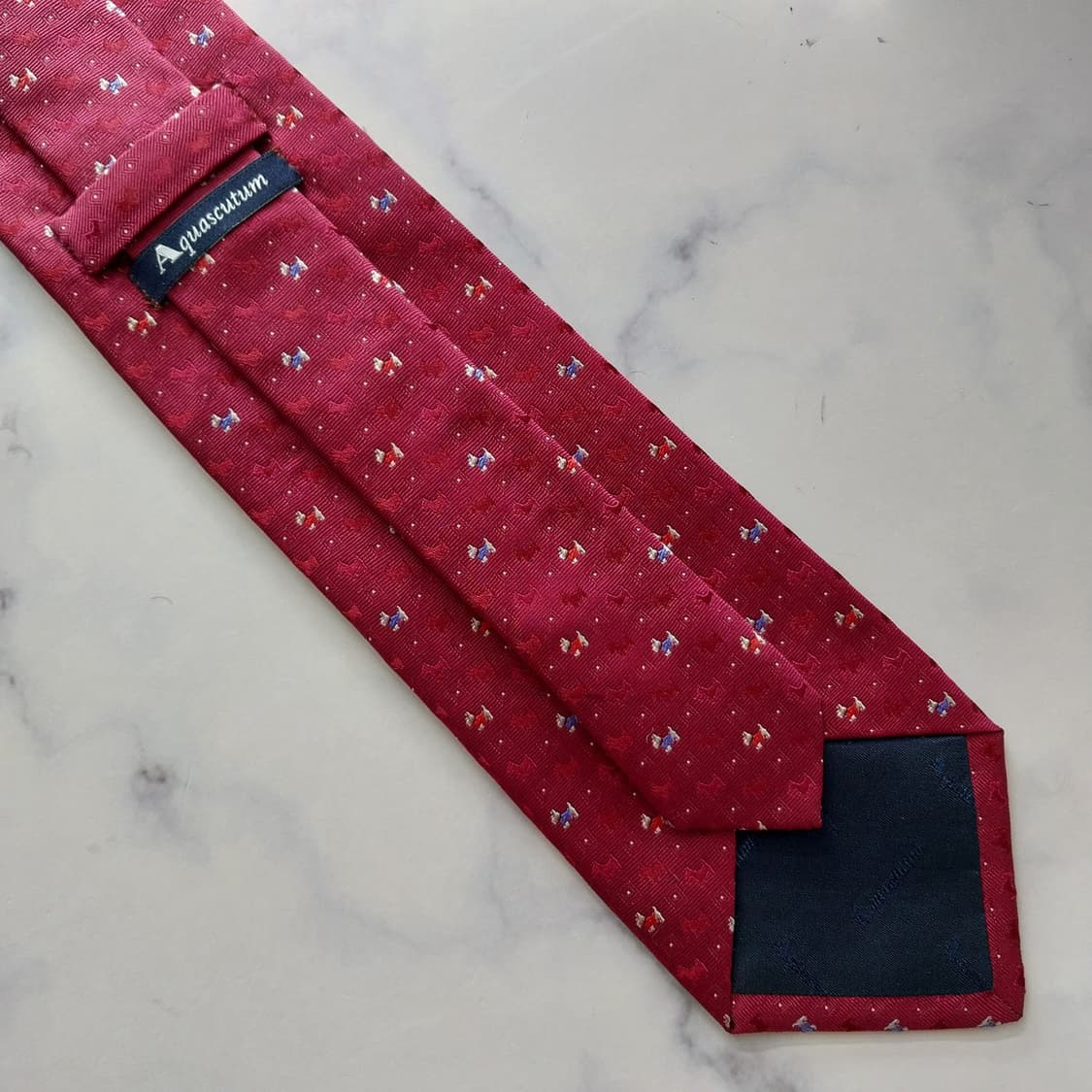 아쿠아스큐텀 실크 와인 자카드 패턴 넥타이 9cm A+등급 k1735 상품이미지8