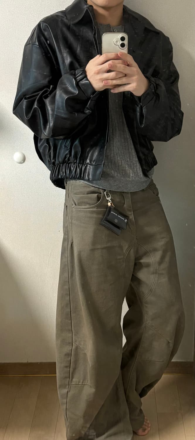 윗 오버핏 카라 페이크 레더 자켓 상품이미지2