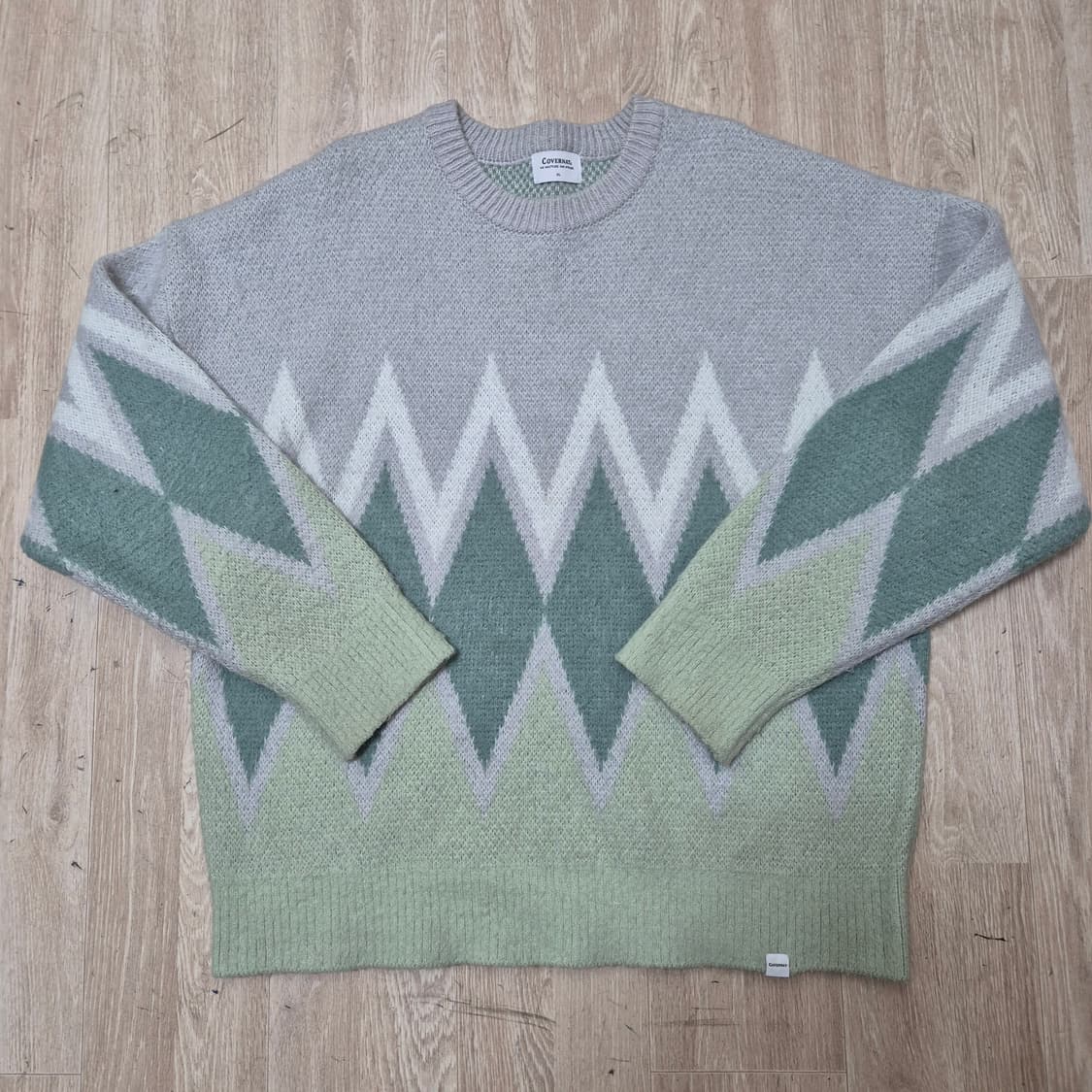 커버낫 다이아몬드 패턴 라운드 니트 XL(105) 상품이미지1