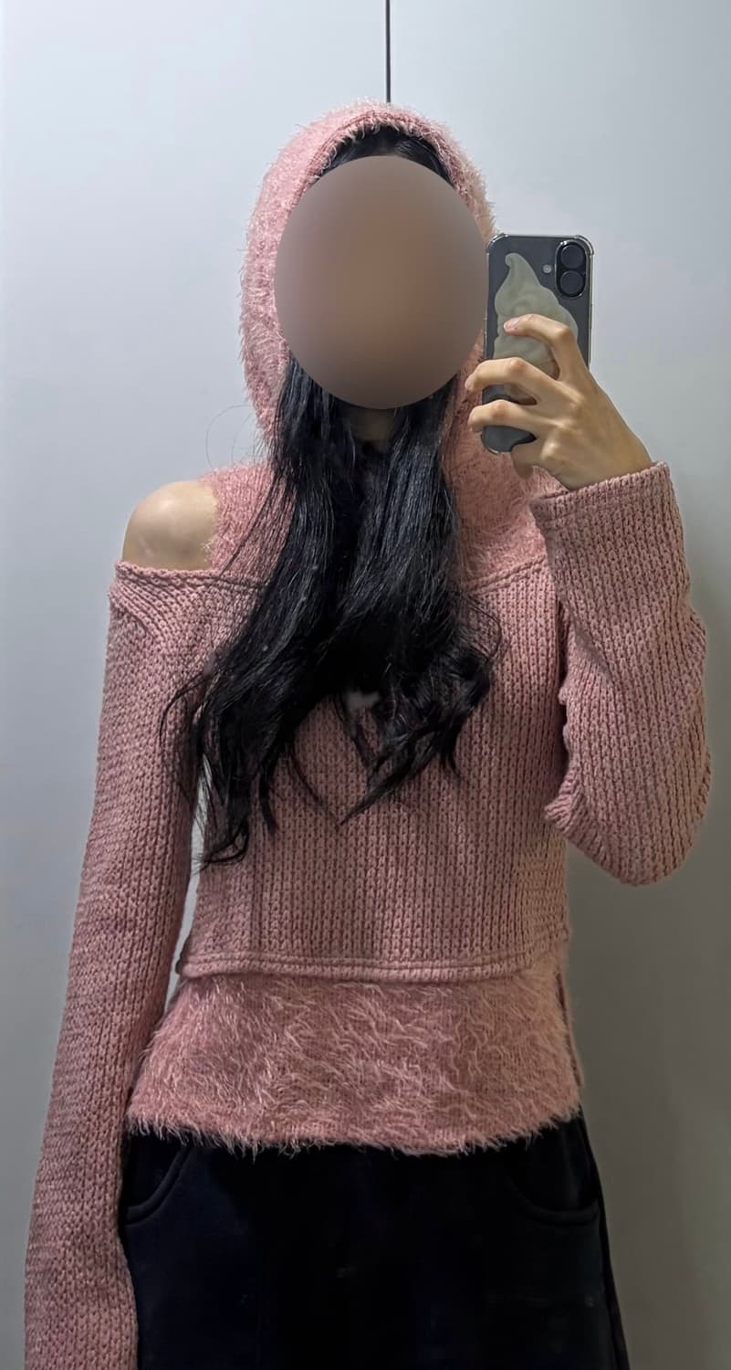 debby upper 핑크 니트 후드 상품이미지4