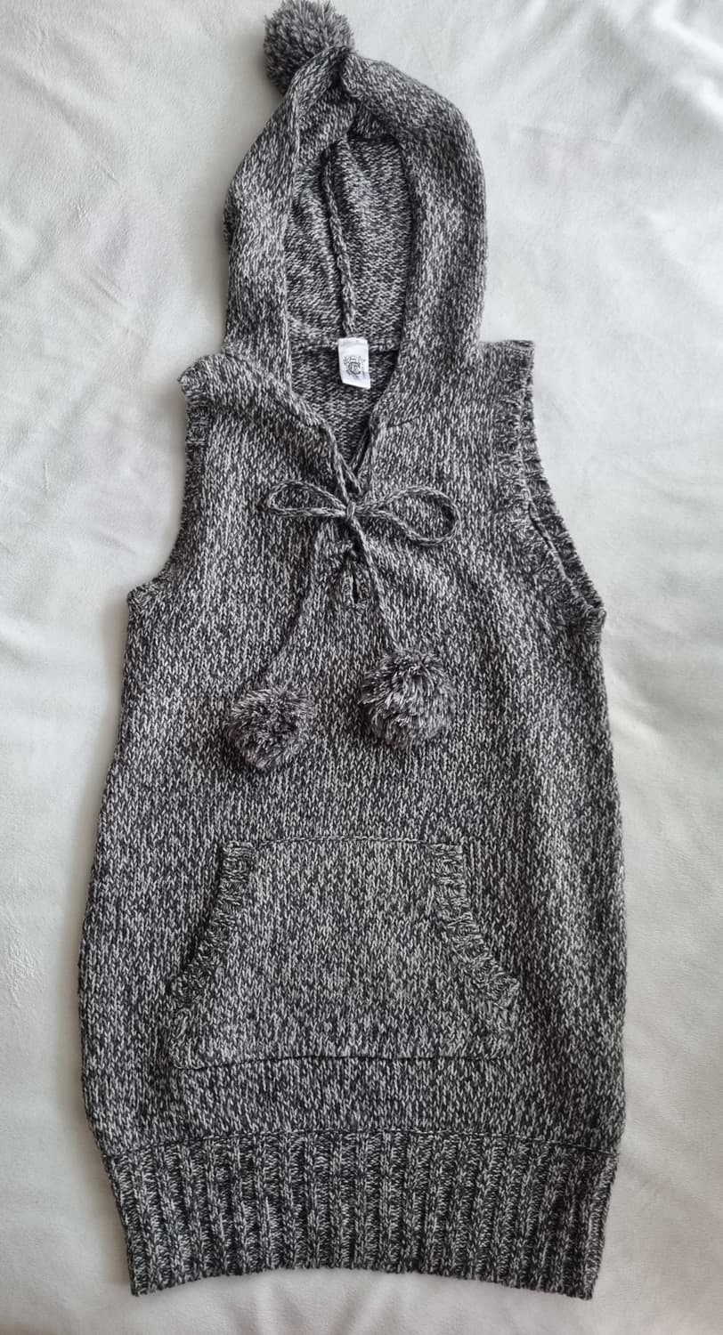 빈티지 모리걸 하구미 그레이 폼폼 니트 상품이미지1