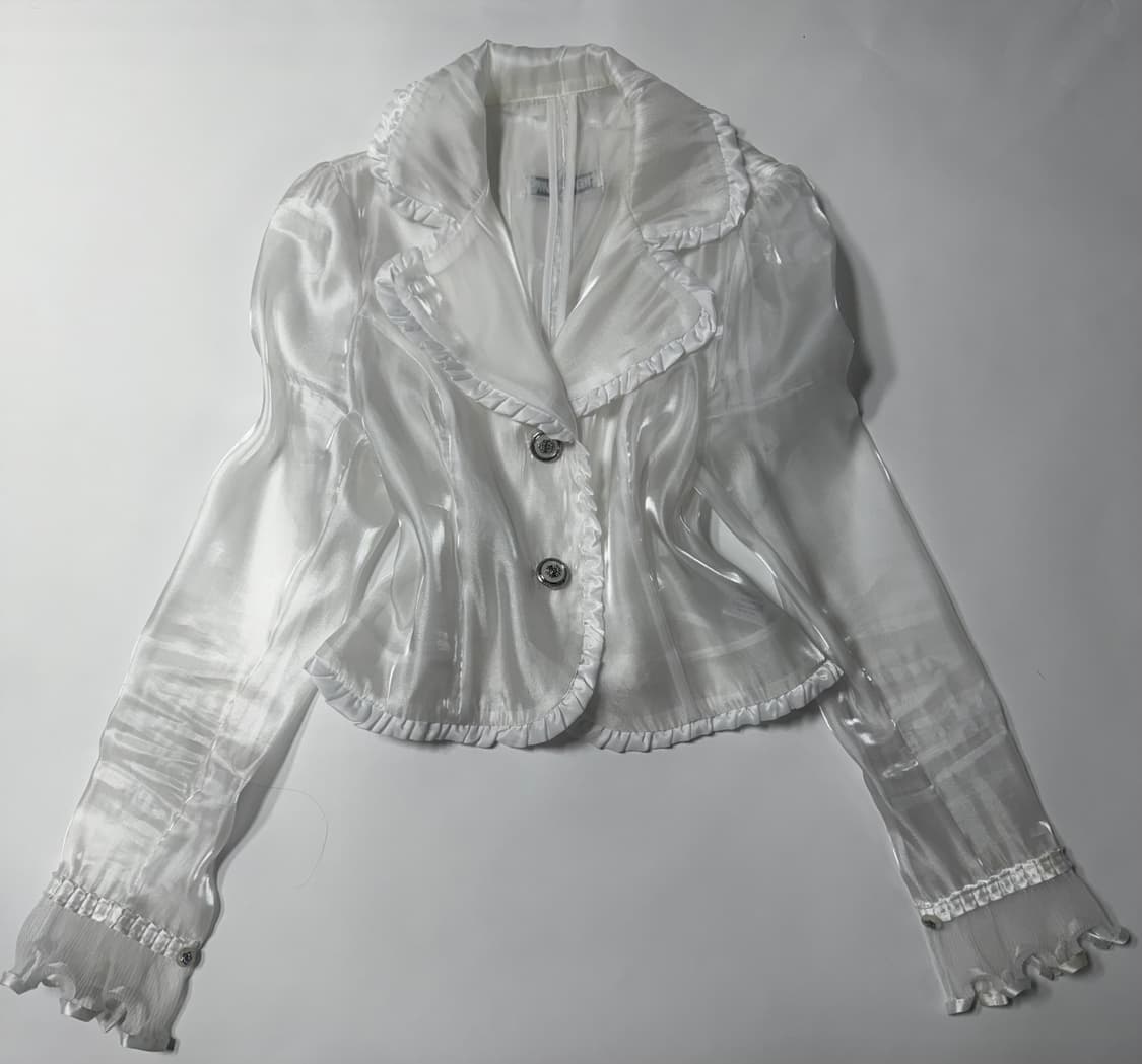 체리퀴리 화이트 오간자 시스루 자켓 상품이미지1