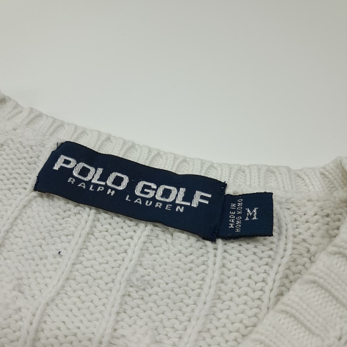 CL360 M 폴로 90s 홍콩판 화이트 케이블 니트 베스트 상품이미지3