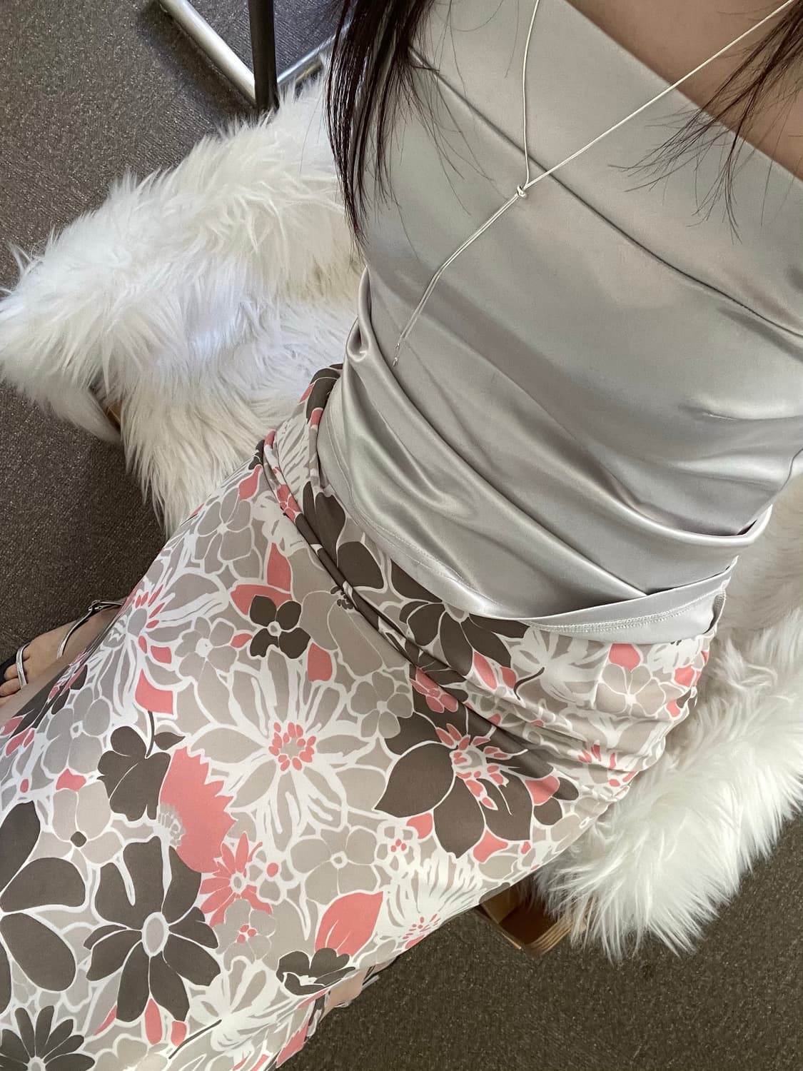 LAUTREAMONT pink  grey floral midi skirt 상품이미지7