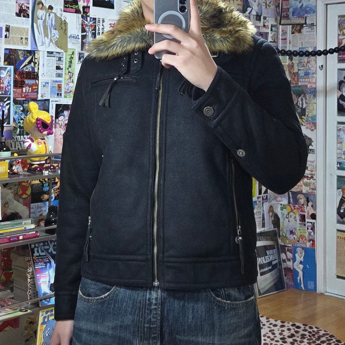 빈티지 카라 퍼 무스탕 자켓 상품이미지1