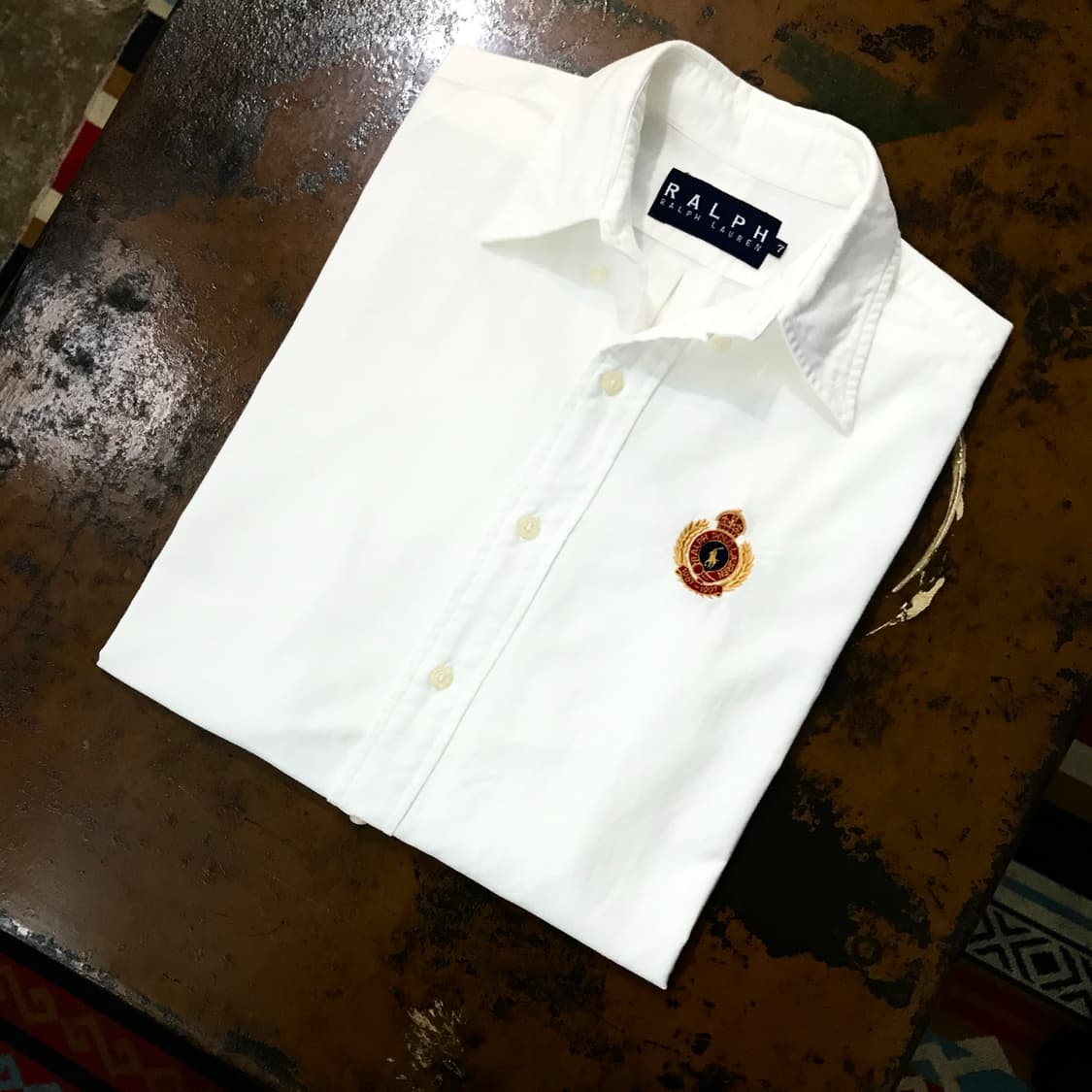 90s 폴로랄프로렌 월계관 자수 화이트 옥스포드 셔츠 여성 55 상품이미지1