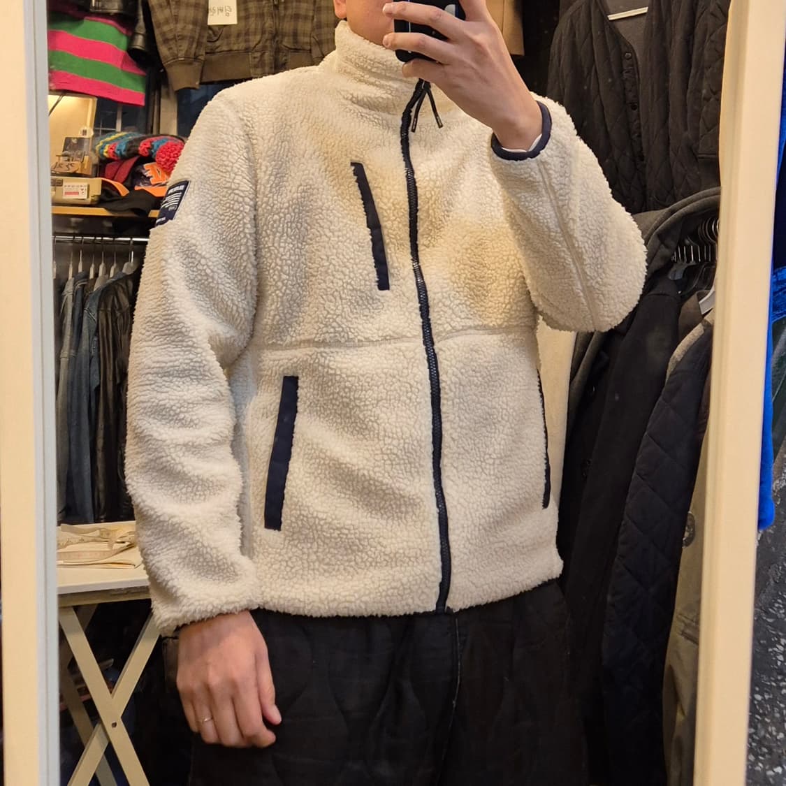 100(착샷잇음) 블랙야크 아이보리 후리스집업  상품이미지3