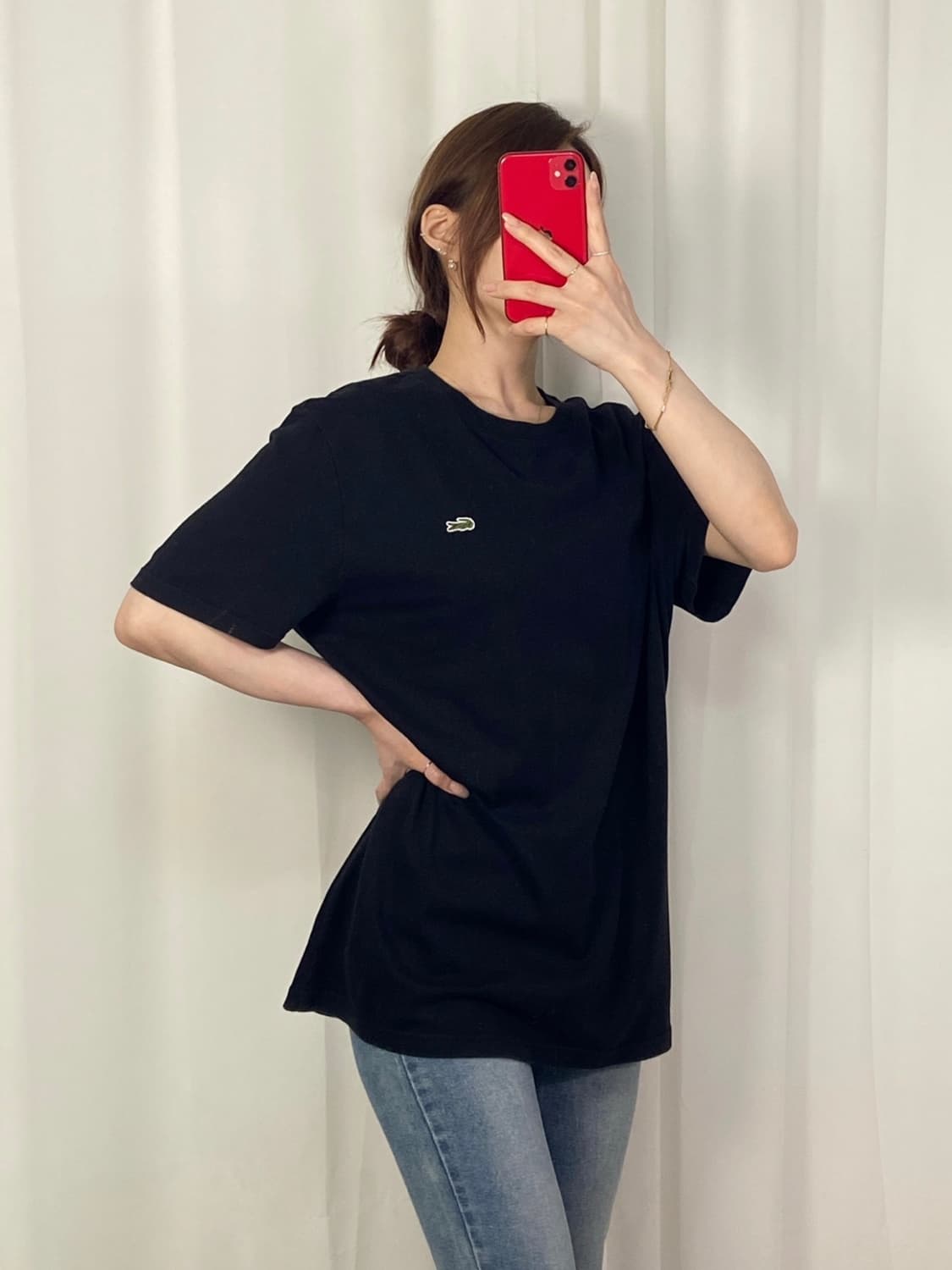 라코스테 블랙 와펜 티 상품이미지2