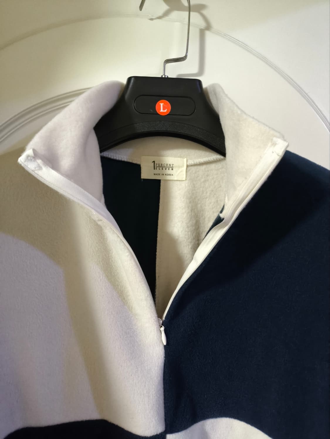 오버핏F 블럭 체커보드 후리스 반집업 상품이미지6