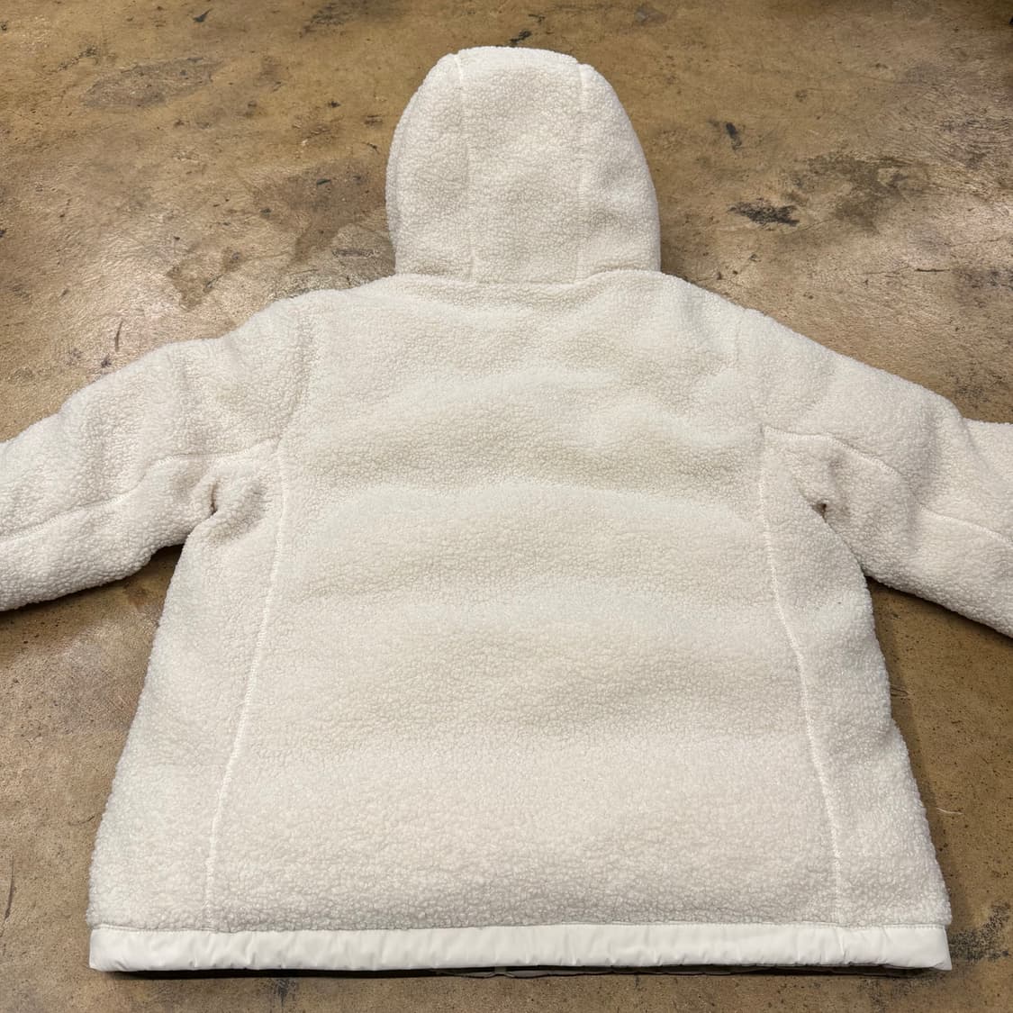 [정품/L] 몽벨 후드 패딩 자켓 베이지 아이보리 후리스 양면 b14 상품이미지6