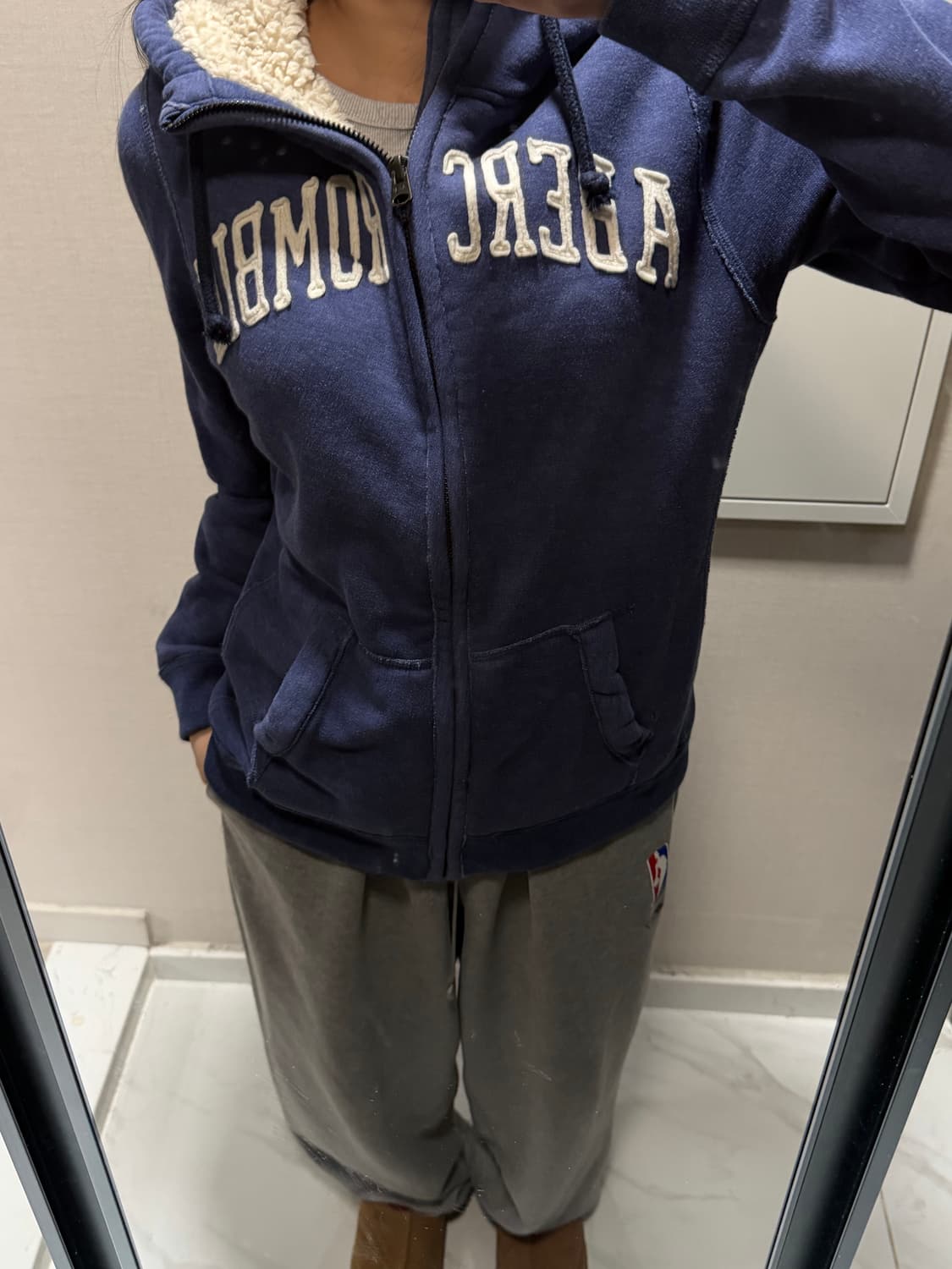 아베크롬비 양털 네이비 후드집업 m 상품이미지1