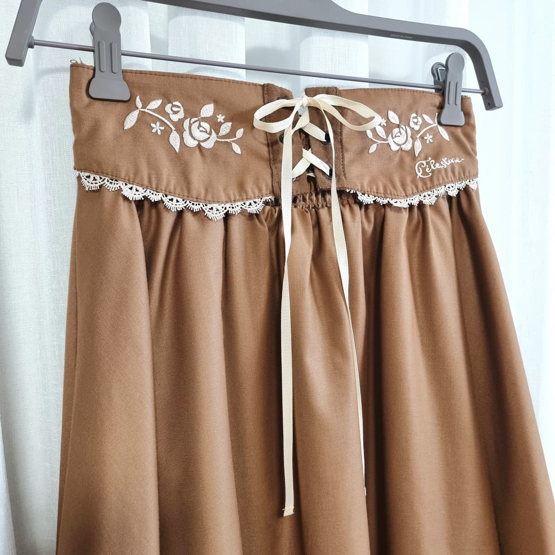 ARROW 애로우 코르셋 레이스 밴딩스커트 밀크초코 (M) 미시착새상품 상품이미지2