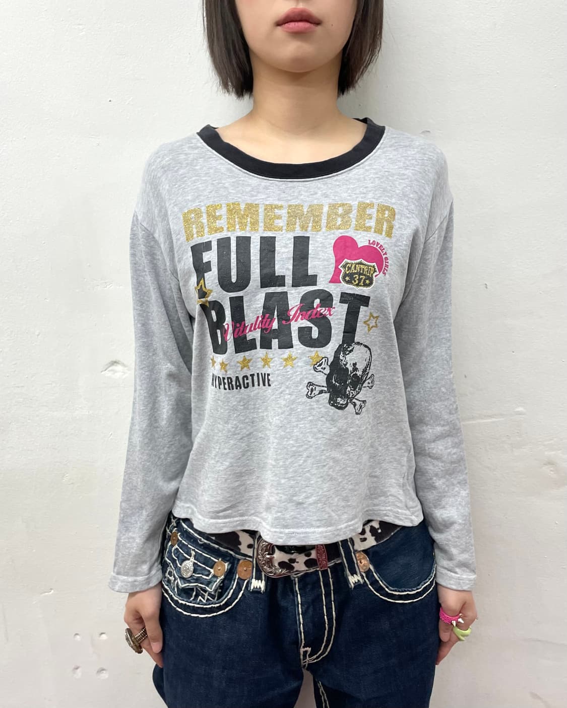 Skull Heart Grey Long Sleeve 상품이미지2