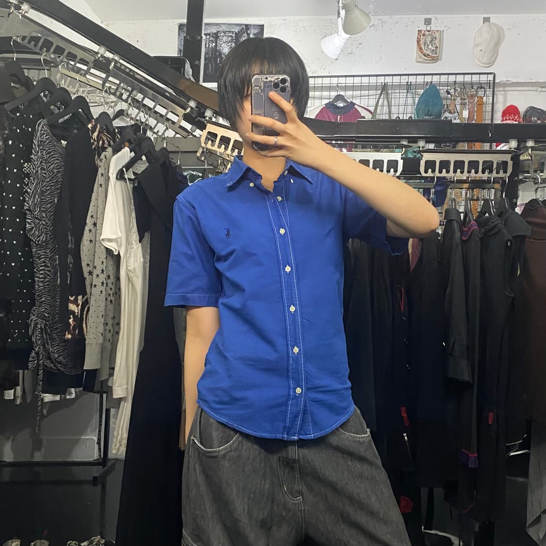 Ralph Lauren 화이트 스티치 디테일 코튼 반팔 셔츠 상품이미지9