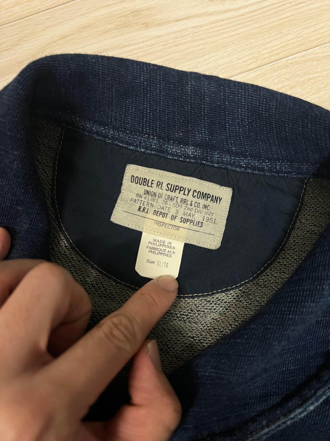 택포29) RRL 더블알엘 인디고 프렌치 테리 숄카라 자켓 가디건 XL 상품이미지2