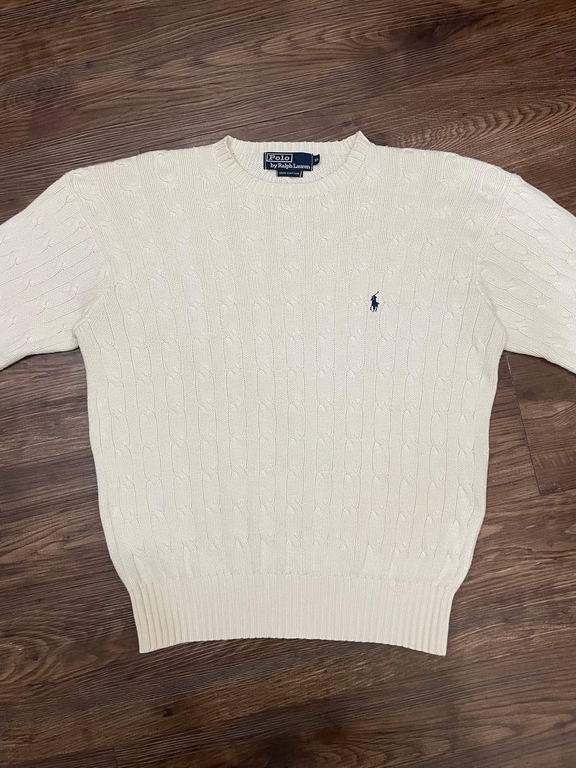 90s 폴로 랄프로렌 아이보리 케이블 니트 코튼 스웨터  상품이미지1
