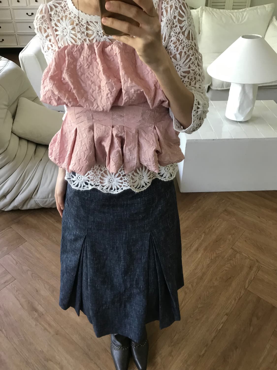 vintage ivory net top 상품이미지2