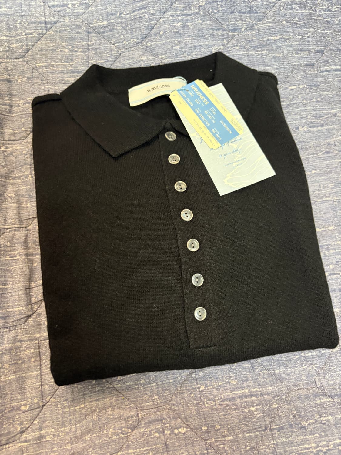 웨이비니스 리니어 블룸 카라 니트 블랙 1 상품이미지1