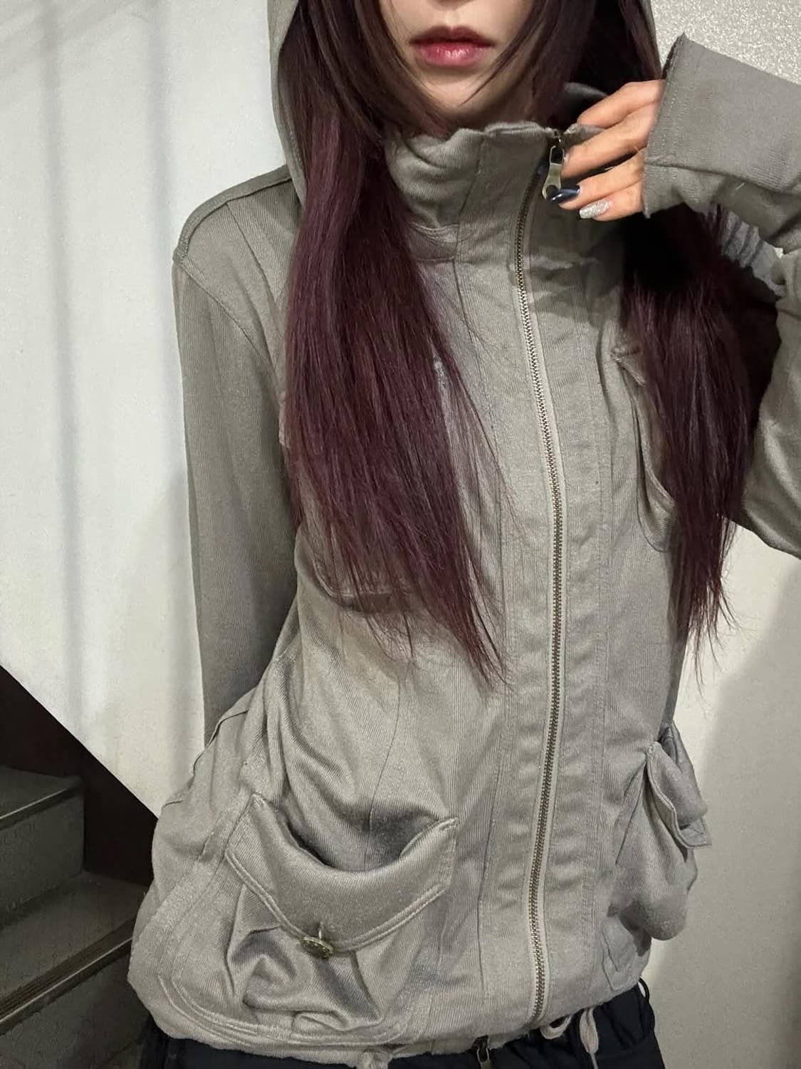 Grunge Outstitch 2-Way Zipup Hidden Hood 상품이미지1