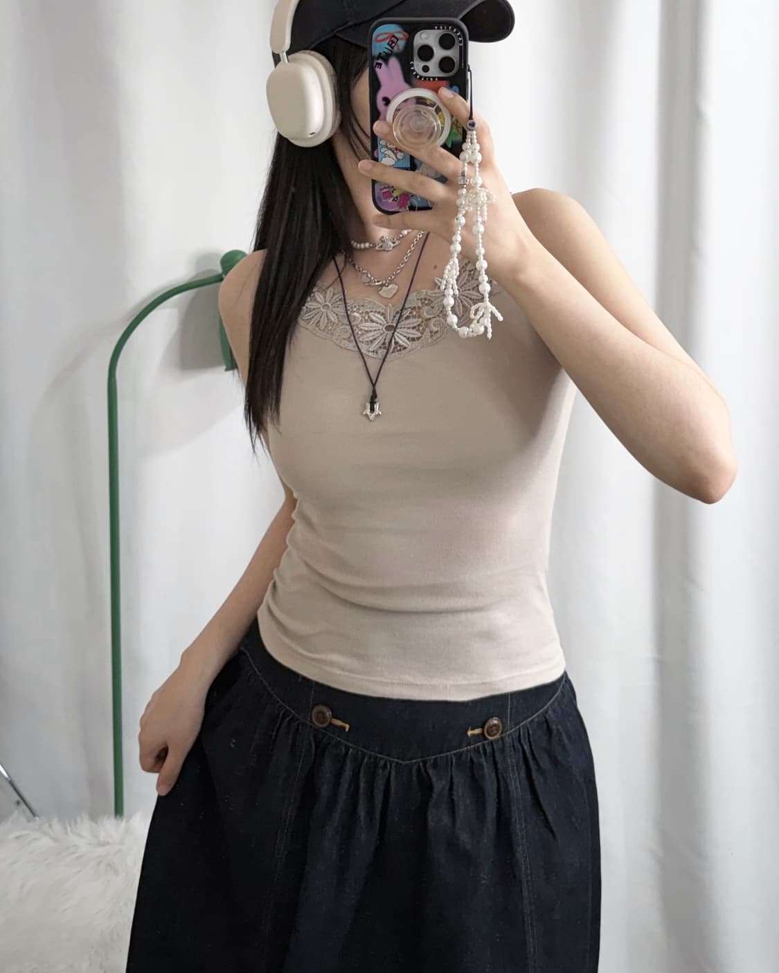 코코아 베이지 레이스 슬리브리스 상품이미지2