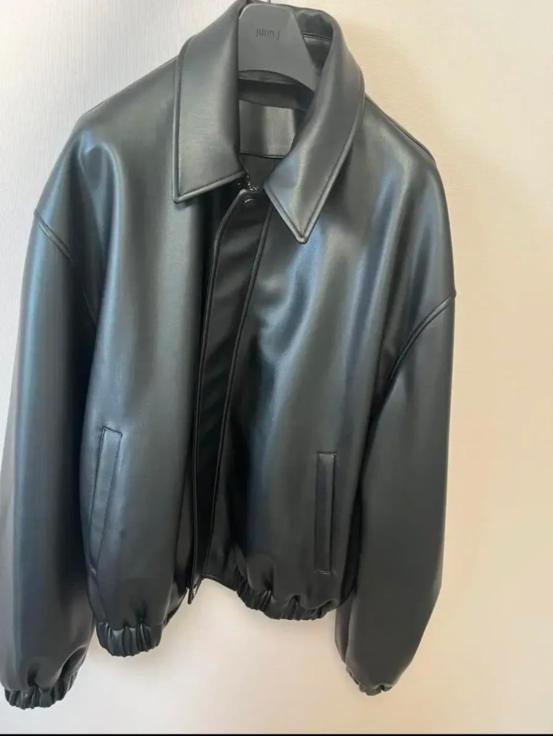 런업 플랙 오버핏 비건레더 자켓 상품이미지2