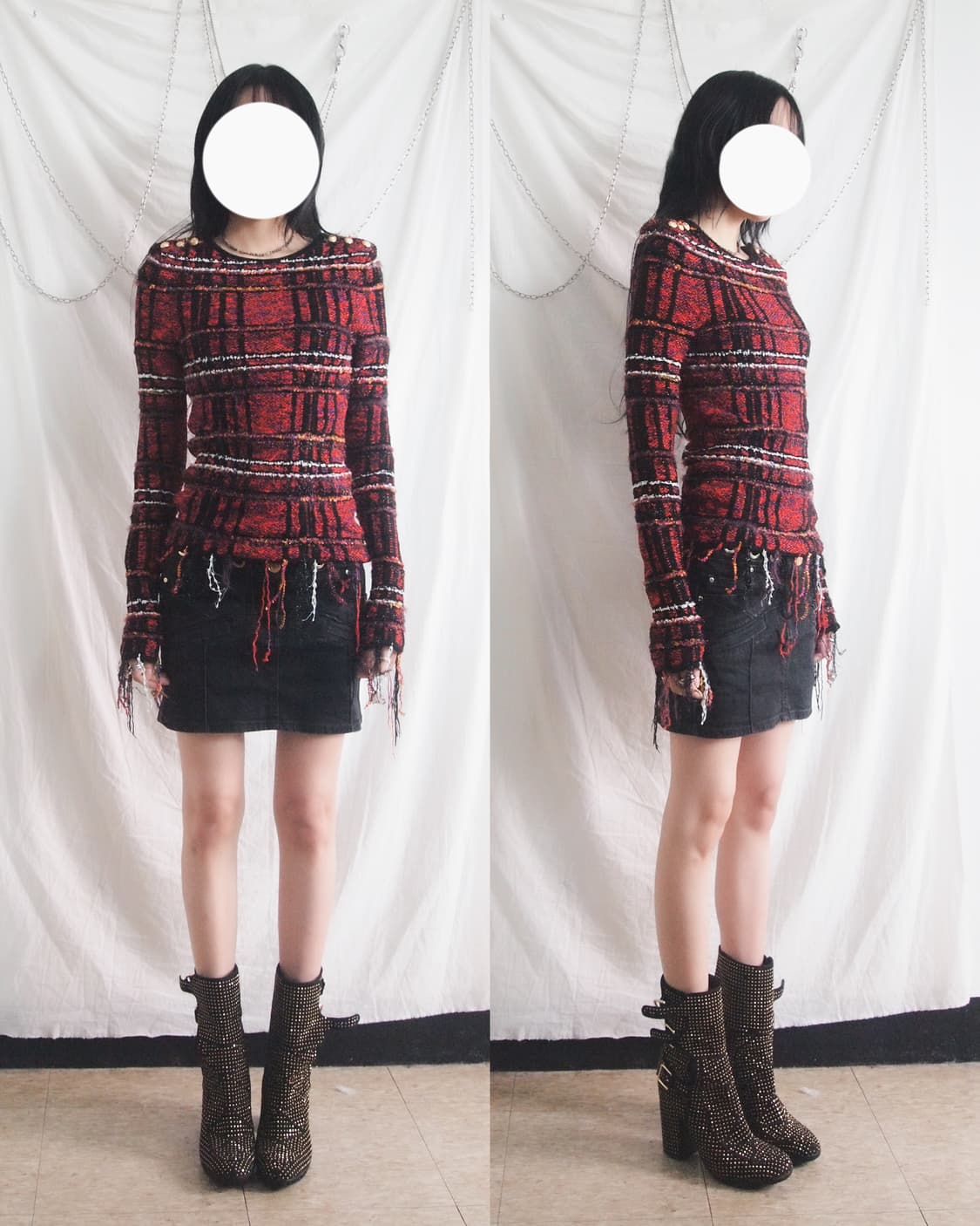 발망 17ss 런웨이 그런지 트위드 니트 상품이미지1