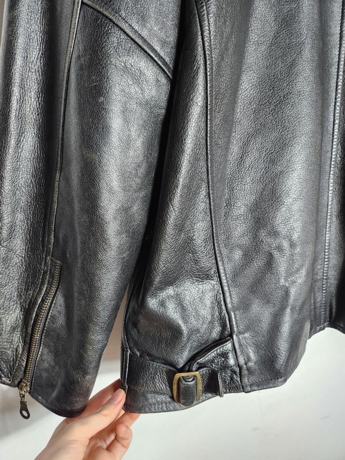 빈티지 블랙 가죽 자켓 상품이미지7
